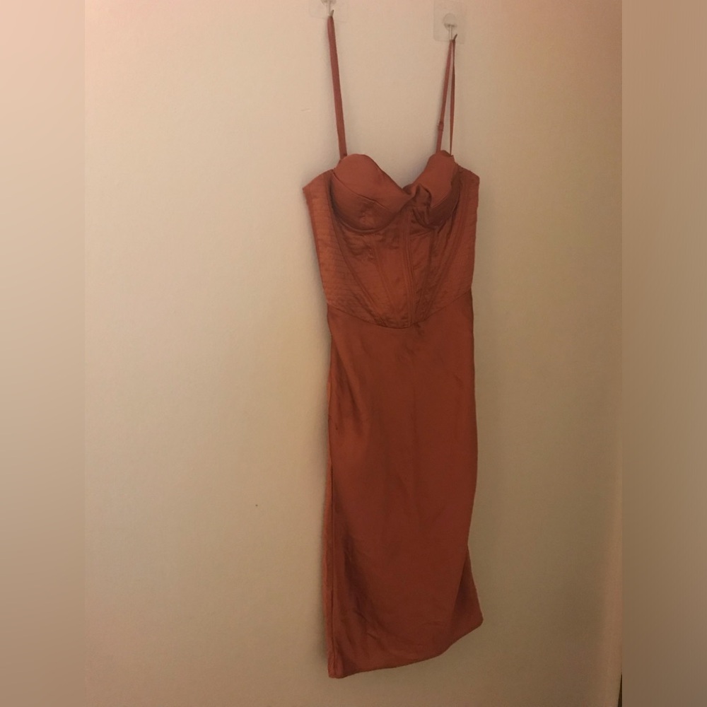 *3 for 25 Bundle and Save.Fashion Nova Strapless Rust Dress